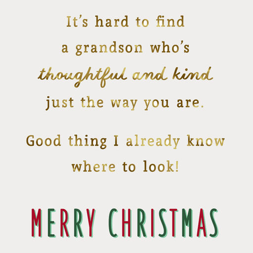 Thoughtful, Kind, Loved Christmas Card for Grandson, 
