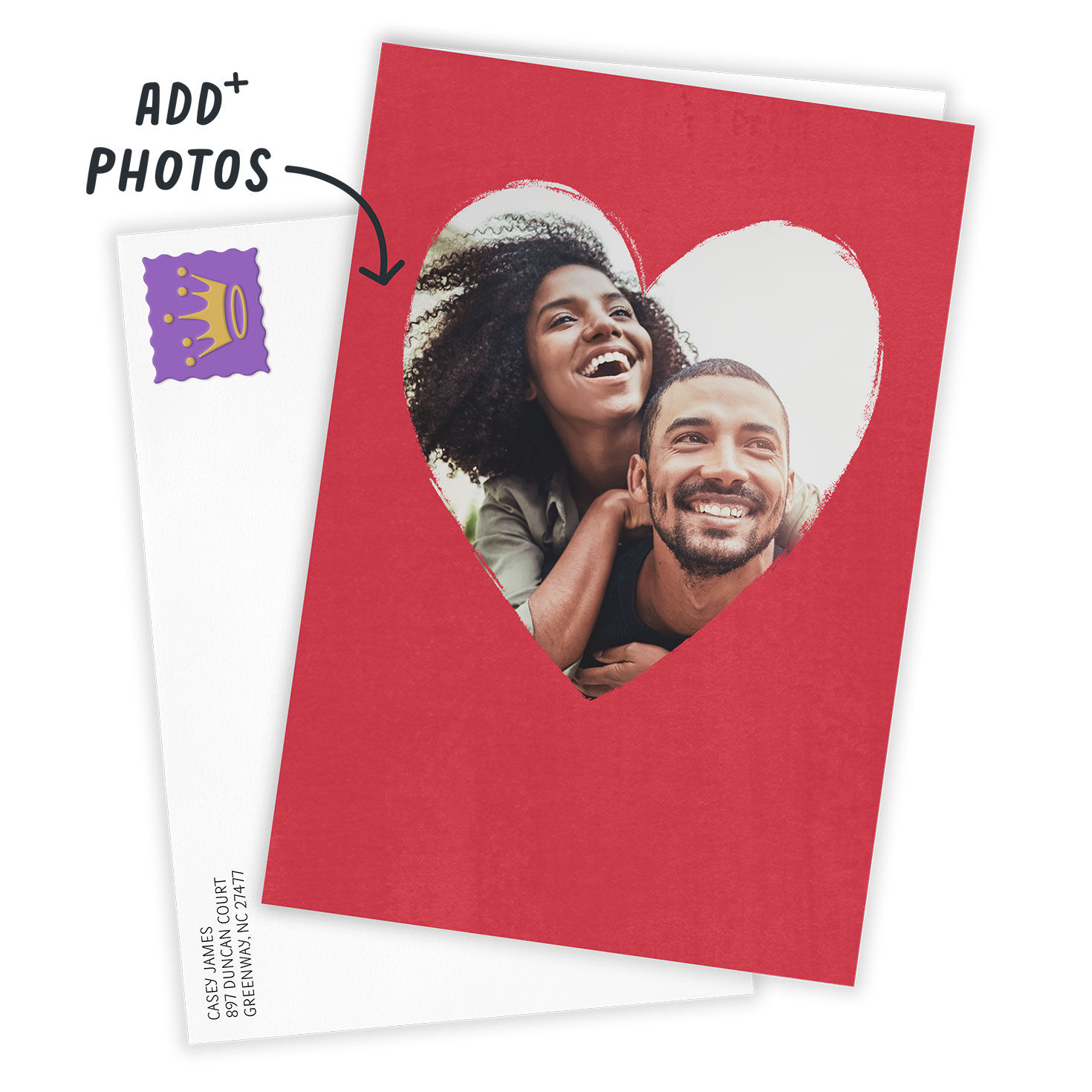 Personalized Red Heart Frame Blank Photo Card  image number 2