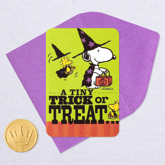 3.25" Mini Peanuts® Snoopy and Woodstock Trick or Treat Halloween Card, , large image number 5