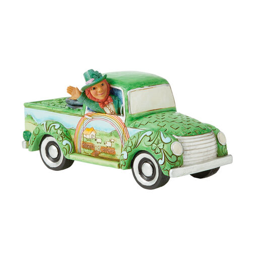 Jim Shore Leprechaun in Green Truck Figurine, 3.9", 