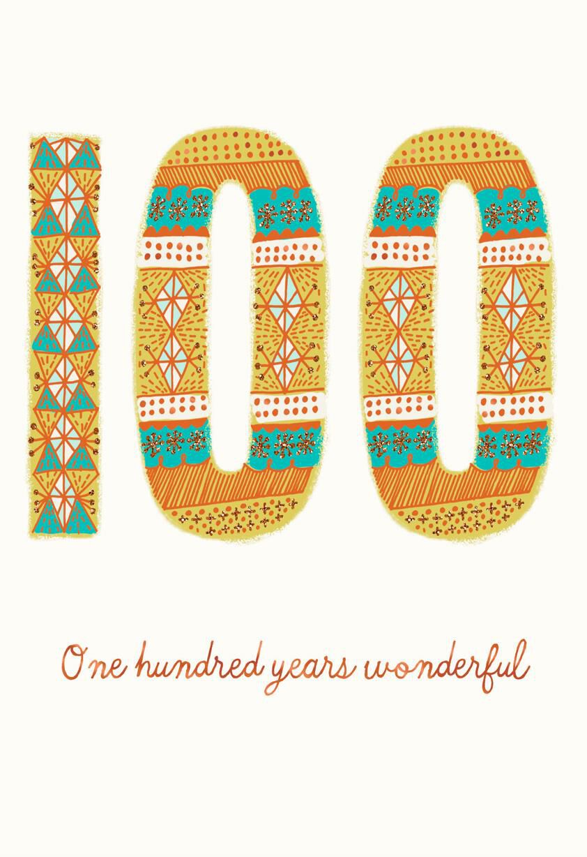 100 Years Wonderful 100th Birthday Card