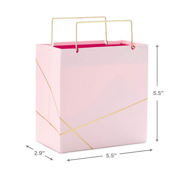 Light Pink With Gold Small Square Gift Bag, 5.5", , large image number 3
