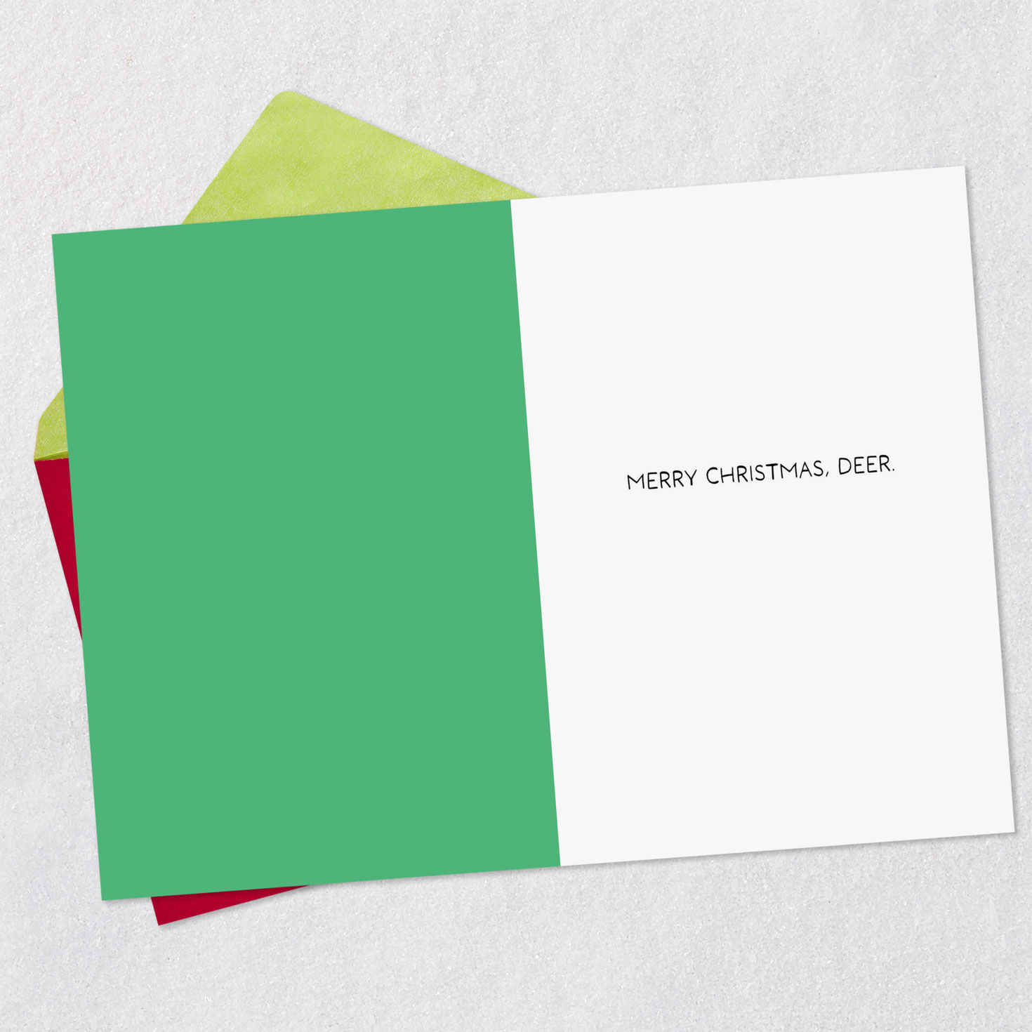 Two Deer Holding Hooves Funny Christmas Card Open card with envelope image number 3
