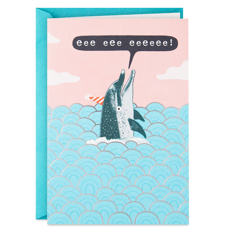 Happy Birthday in Dolphin Funny Birthday Card