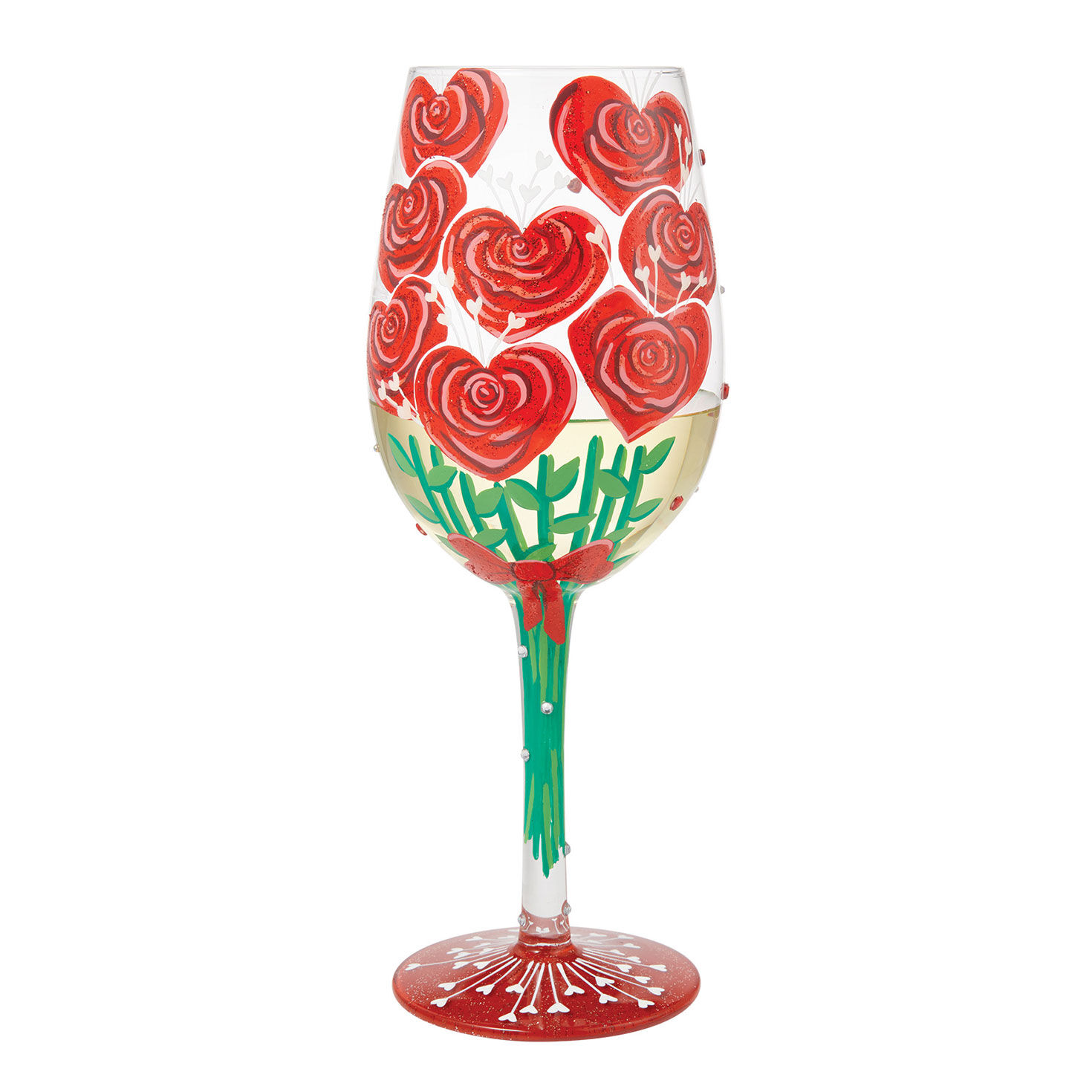 Lolita Valentine's Day Red Rose Hearts Wine Glass  image number 2