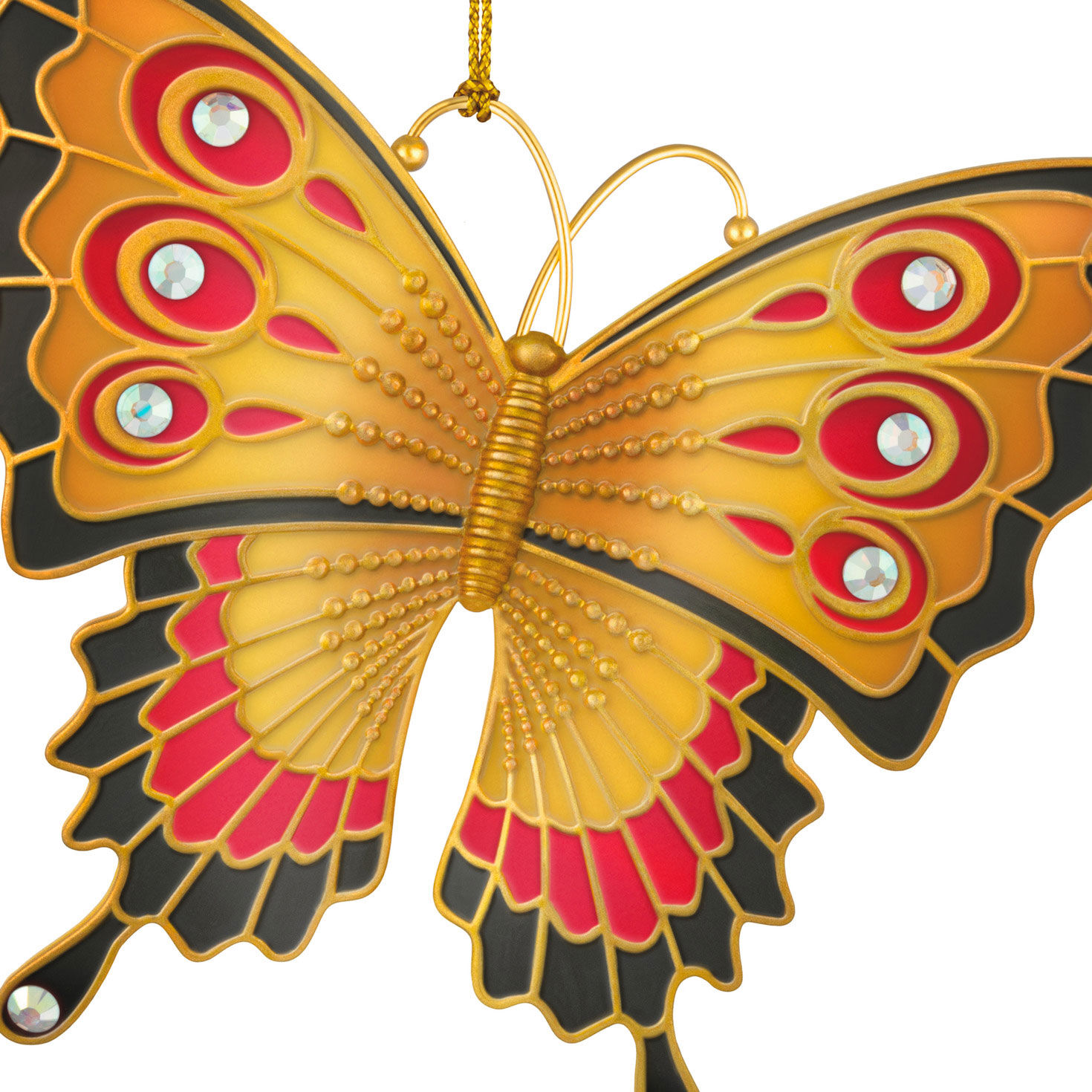 Gold Red Black Butterfly Keepsake Ornament  image number 5