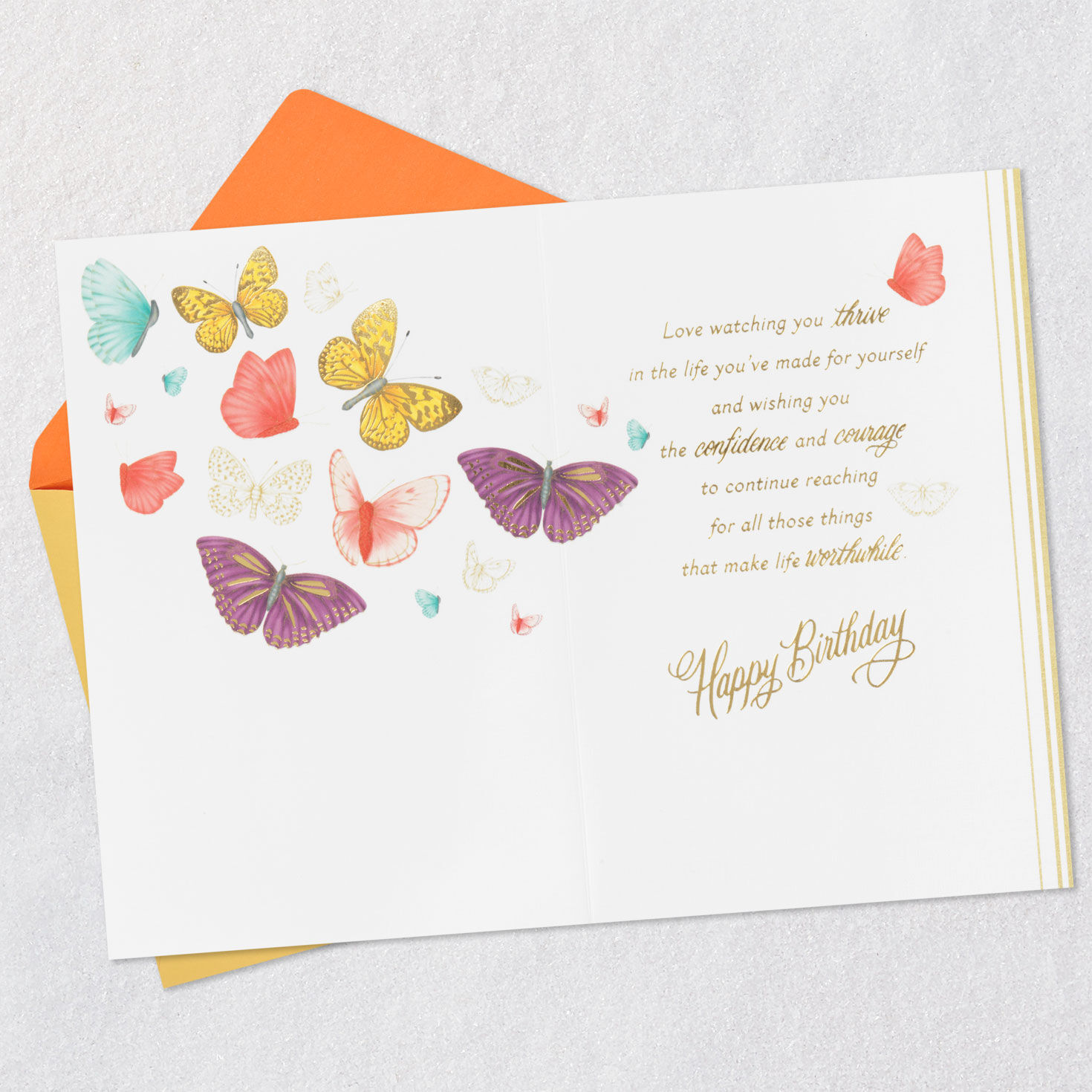 Butterflies Daughter Birthday Card from Parents Open card with envelope image number 3