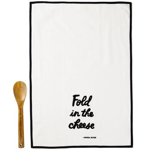 Schitt's Creek® Fold In the Cheese Tea Towel and Wooden Spoon, Set of 2, 
