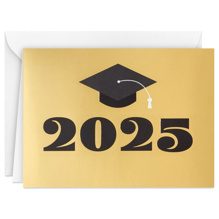 Black and Gold 2025 Graduation Note Cards Pack  image number 2