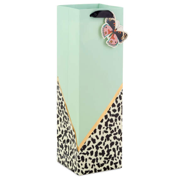 13" Butterfly on Cheetah Print Wine Gift Bag, , large image number 1