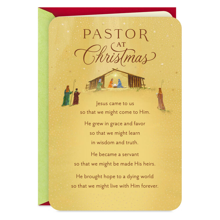 Celebrating His Coming Religious Christmas Card for Pastor