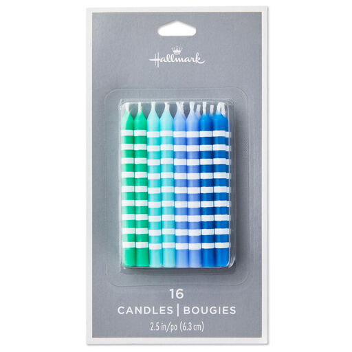 Cool Hues Striped Birthday Candles, Set of 16, Cool Stripe