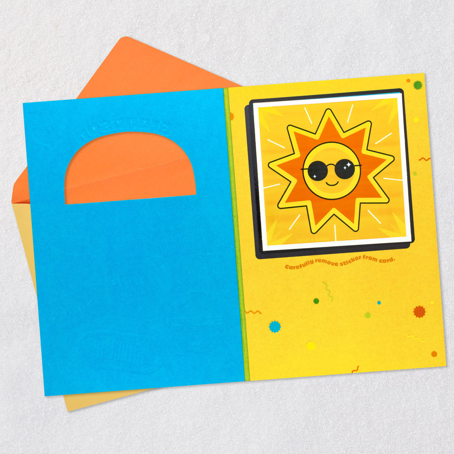 Grandson Birthday Card With Sun Decal Sticker open card with envelope image number 2