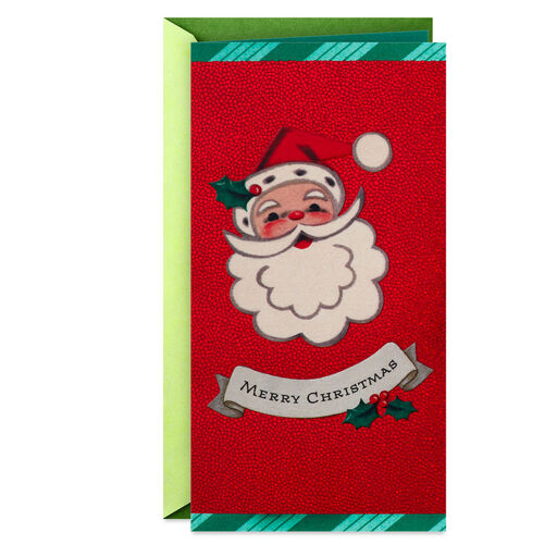 Merry Christmas Vintage Santa Money Holder Christmas Card, 