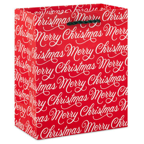 6.5" Merry Christmas on Red Small Gift Bag, , large