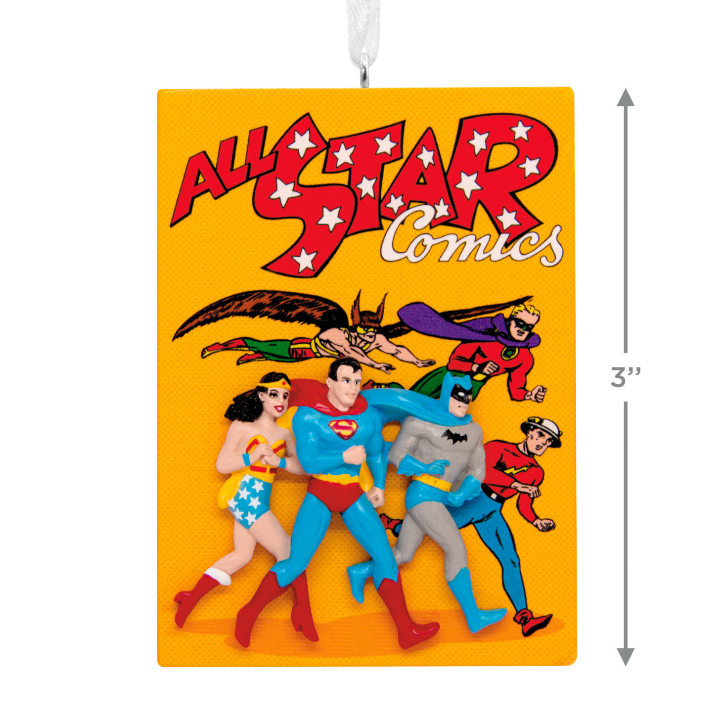 Justice League Comic Book Christmas Ornament measurement image number 3