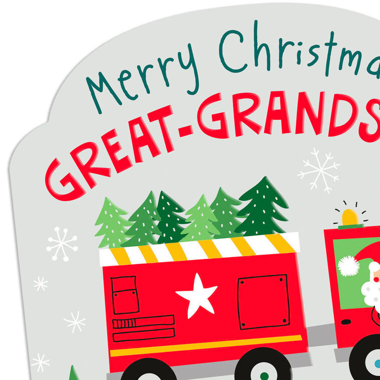 Santa in Fire Truck Great-Grandson Christmas Card  image number 5