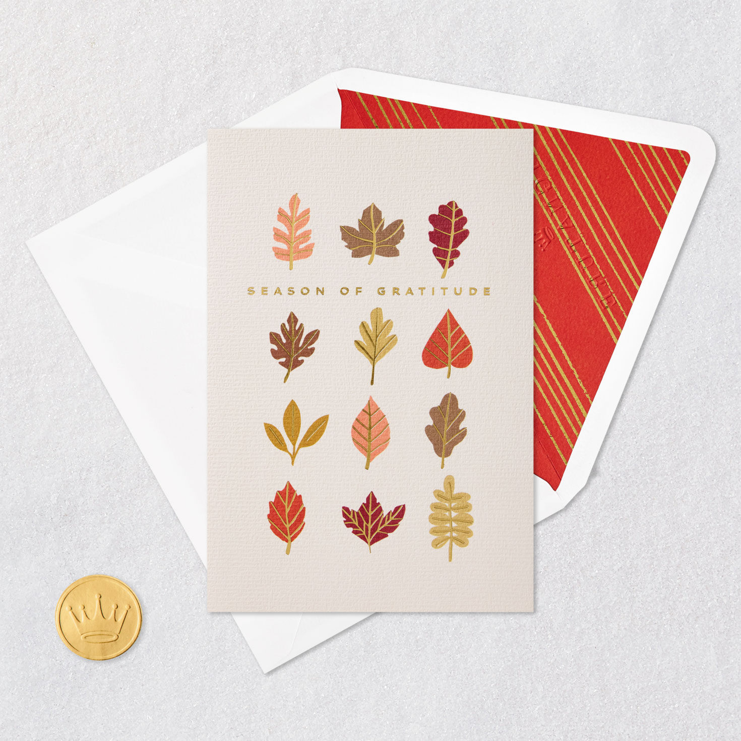 Fall Leaves Happy Thanksgiving Card Card Front with Envelope and Gold Seal image number 5