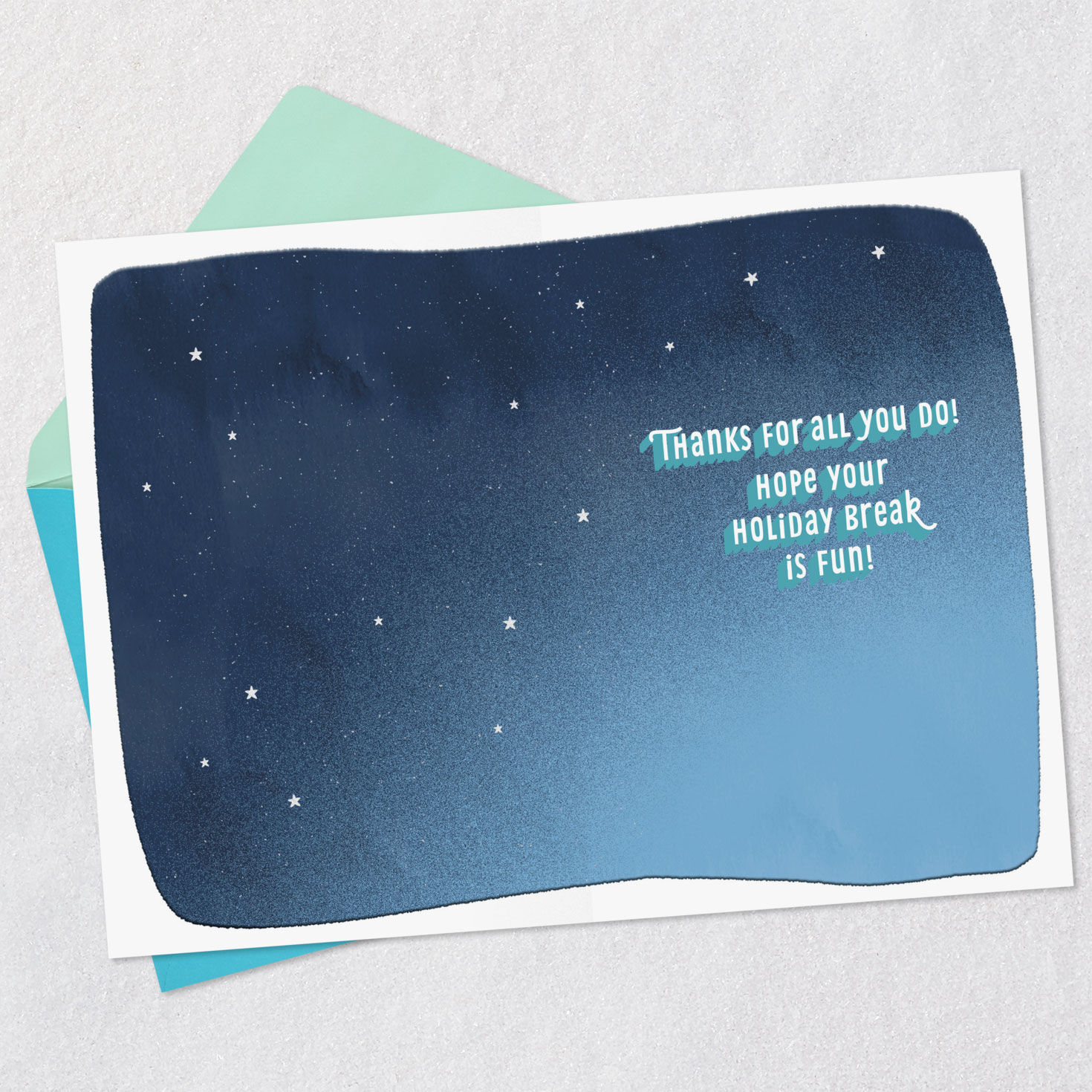 Snowy Globe Holiday Appreciation Card for Teacher Open card with envelope image number 3