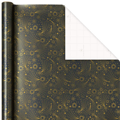 Gold Celestial Print on Navy Wrapping Paper, 45 sq. ft., , large