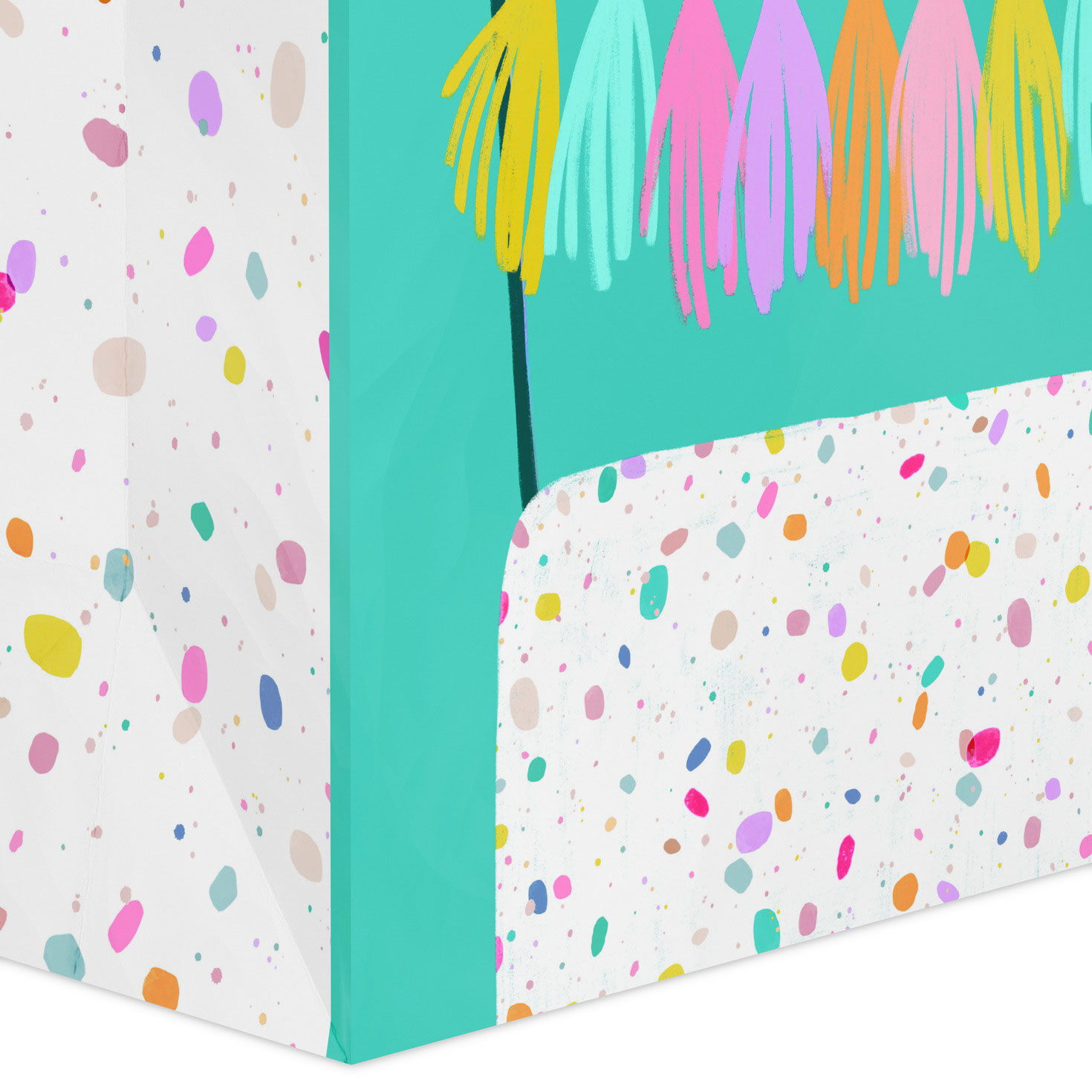 Happiest Birthday With Cake on Teal Large Gift Bag Base/Side Detail image number 5