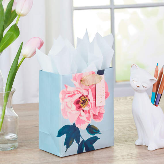 6.5" Pink Peony Small Mother's Day Gift Bag With Tissue, , large image number 2