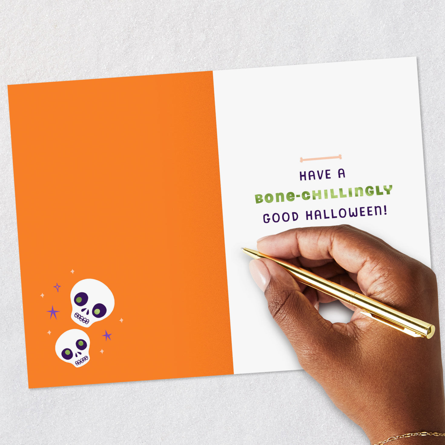 Skeleton and Cat Halloween Card for Grandson signing card image number 6