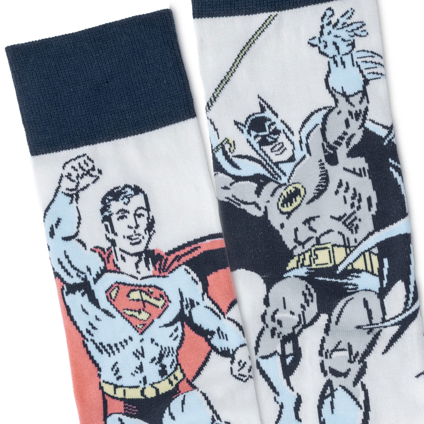 DC&trade; Superman&trade; and Batman&trade; Novelty Crew Socks upclose view image number 3