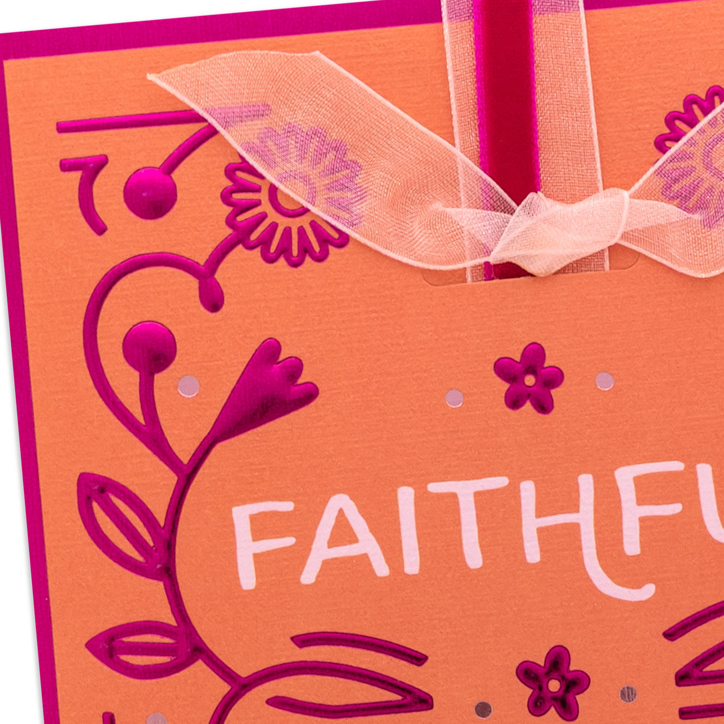 Pink and Orange Flowers Faith Mother's Day Card Card Front Detail image number 5
