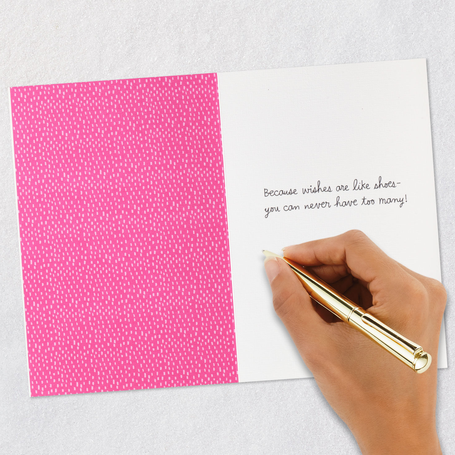 Stacks of Shoes and Gifts Birthday Card for Her Signing card image number 6