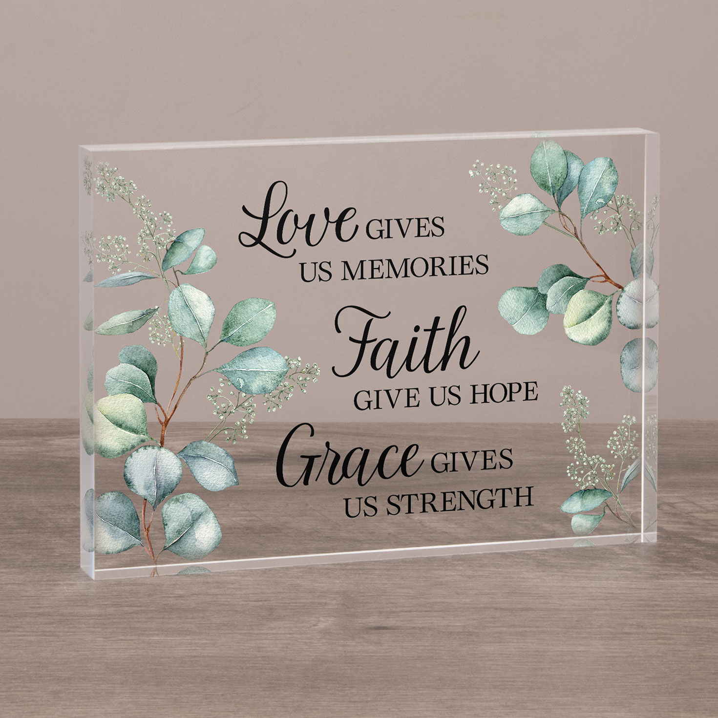 Carson Love, Faith, Grace Glass Block Sign, 7x5