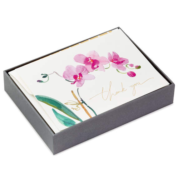 Pink Orchid Blank Thank-You Notes, Box of 10, , large image number 1