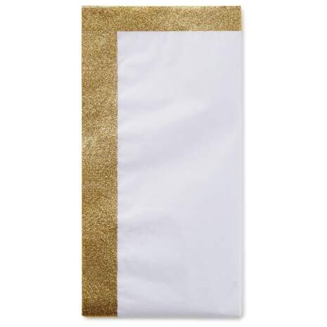 White Tissue Paper With Gold Glitter Edges, 4 Sheets, , large