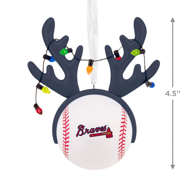 Braves Reindeer Baseball Christmas Ornament measurement image number 3
