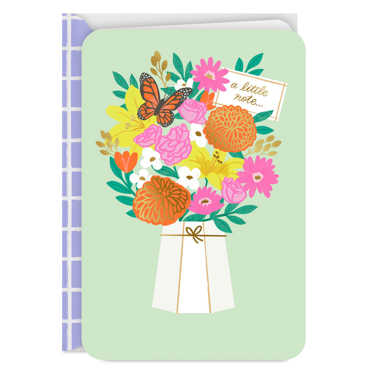 Butterfly and Vase of Flowers Thank You Card Card Front image number 1