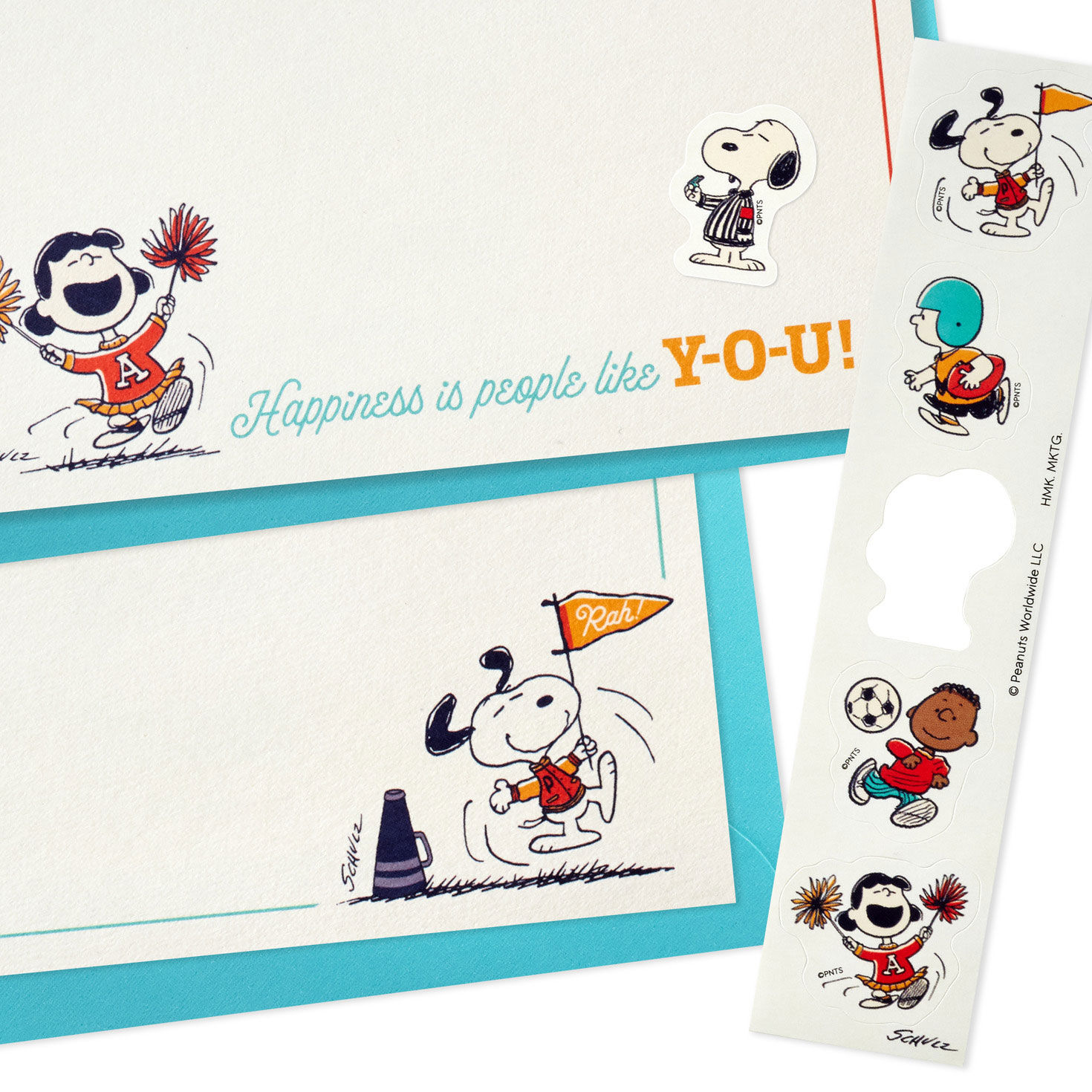 Peanuts Sporty Snoopy Note Cards and Stickers Pack upclose detail image number 3
