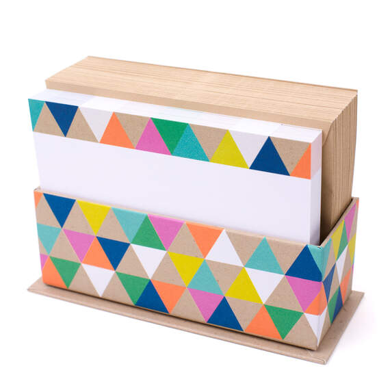 Triangle Trim Blank Flat Note Cards in Caddy, Box of 50
