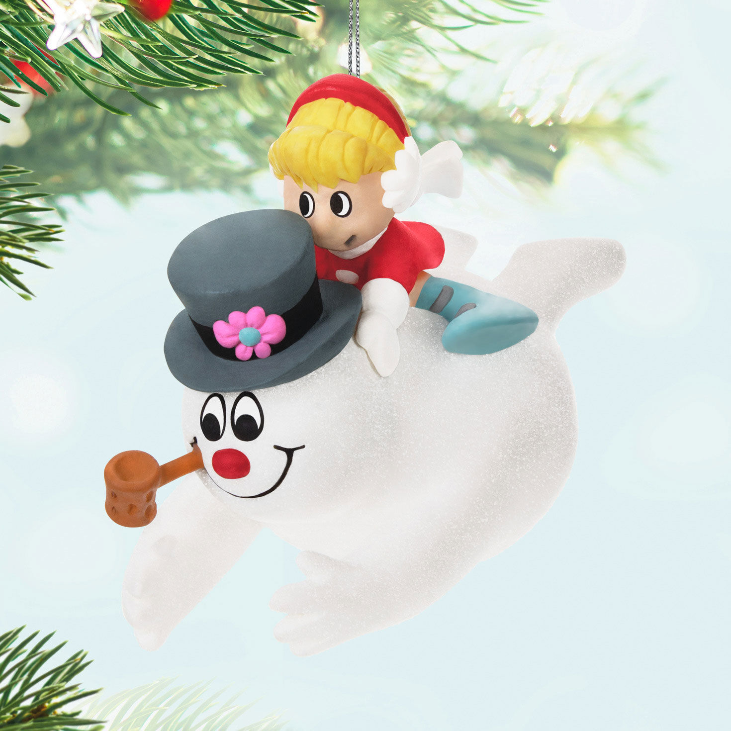 Frosty the Snowman and Karen Keepsake Ornament Hanging on tree image number 2