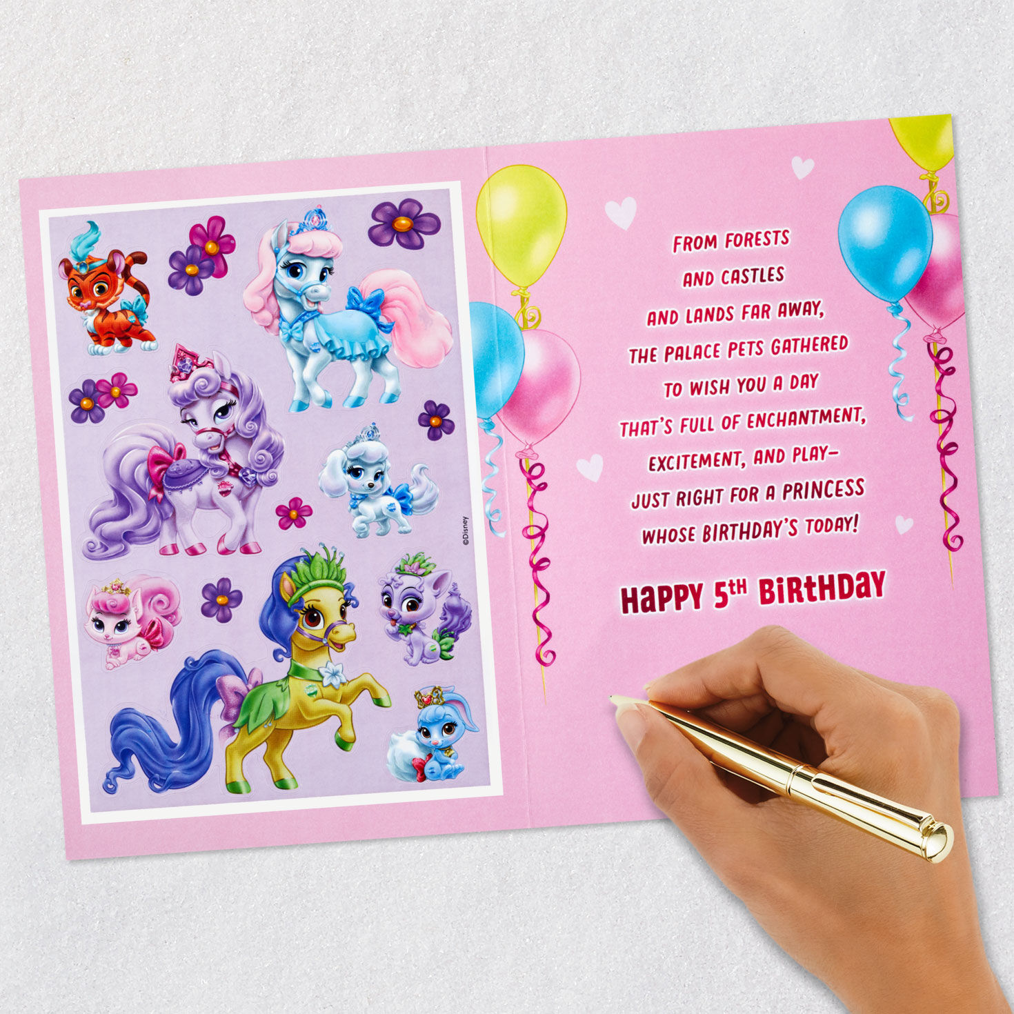 Disney Princess Pets Stickers 5th Birthday Card for Her signing card image number 7