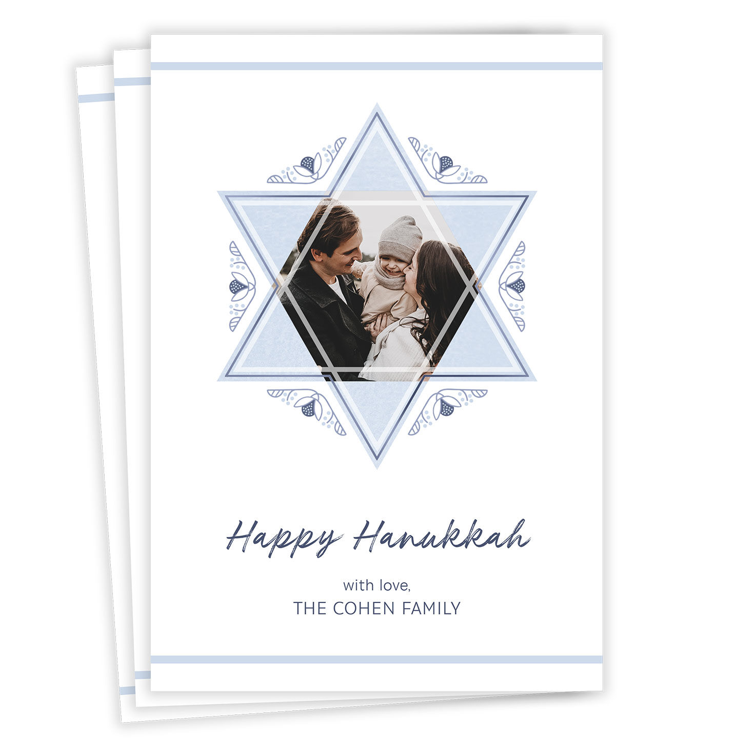 Elegant Star of David Flat Hanukkah Photo Card