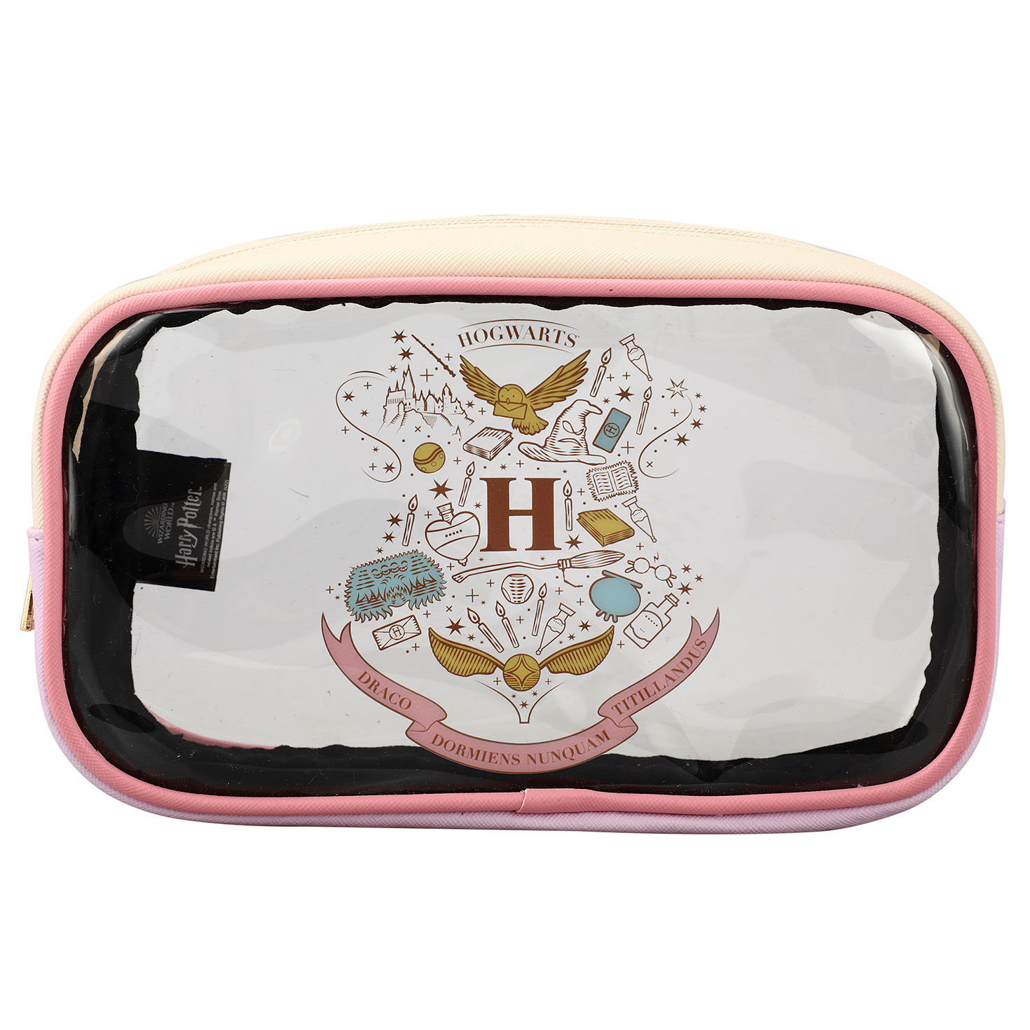 Hogwarts Clear Cosmetic Bag With 2 Zip Pouches without items inside image number 3