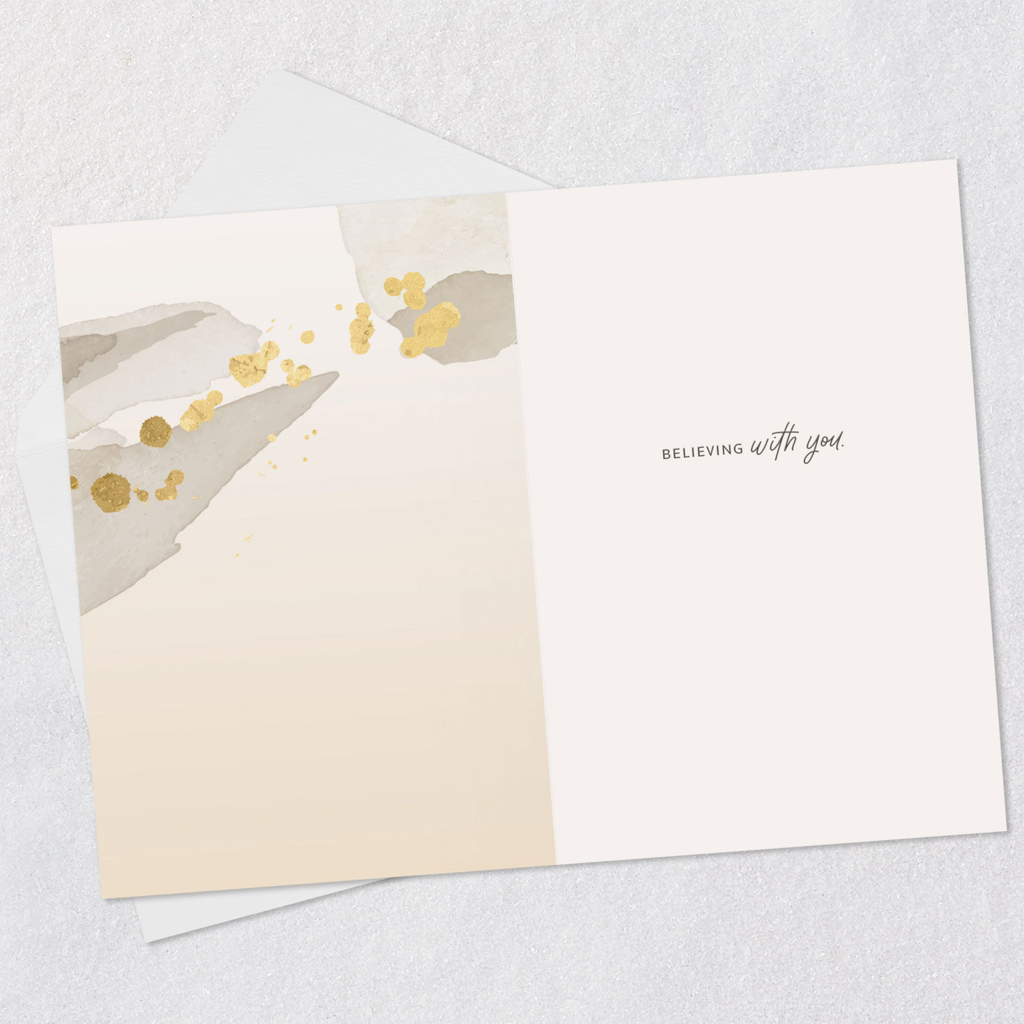 Abstract Splatters in Gold Support Card Open card with envelope image number 3