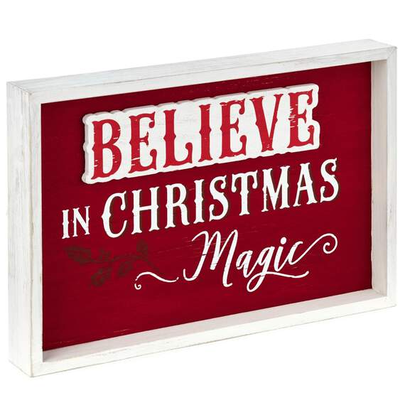 Believe in Christmas Magic Rustic Wood Quote Sign, 11.75x7.75, , large image number 1