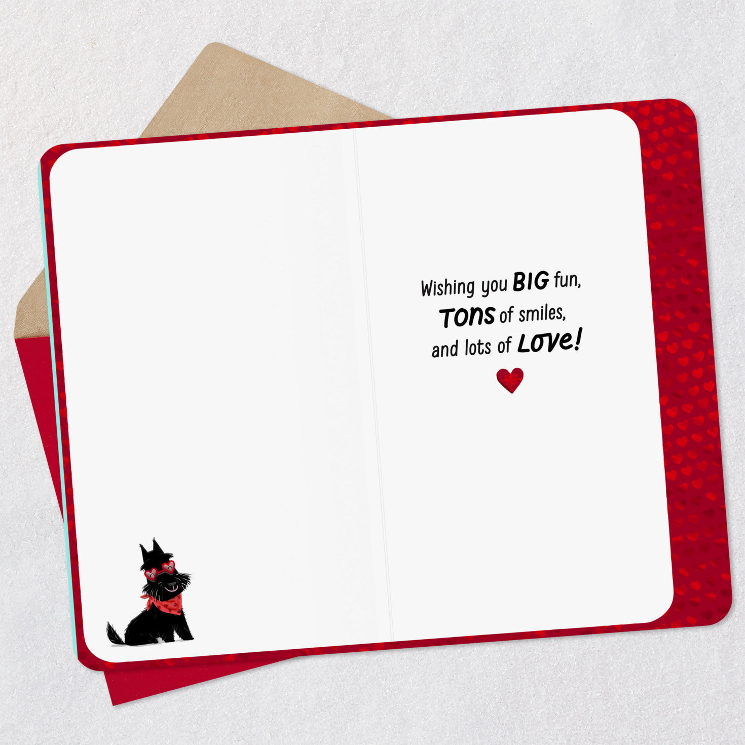 Puppy Dogs and Hearts Kids Valentine's Day Card Open card with envelope image number 3