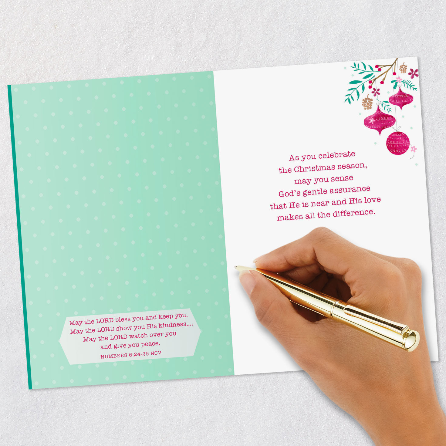 White Dove With Branch Religious Christmas Card signing card image number 7