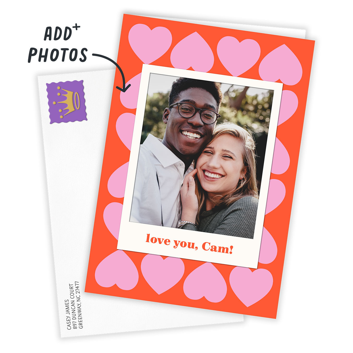 Personalized Multiple Hearts Love Photo Card  image number 2