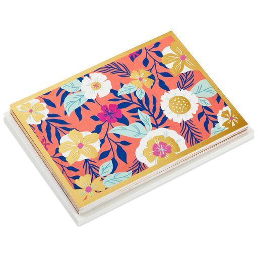 Coral With Flowers Blank Note Cards, Pack of 10, 