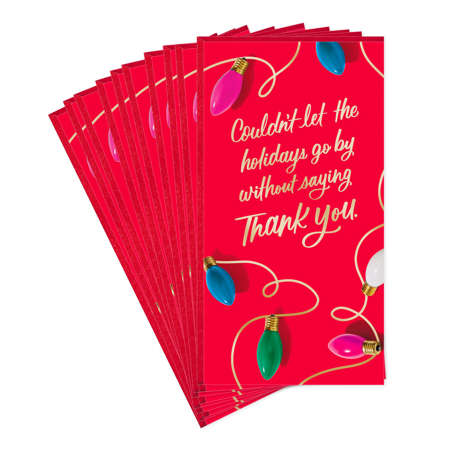 Holiday Lights on Red Money-Holder Thank You Cards, Pack of 10