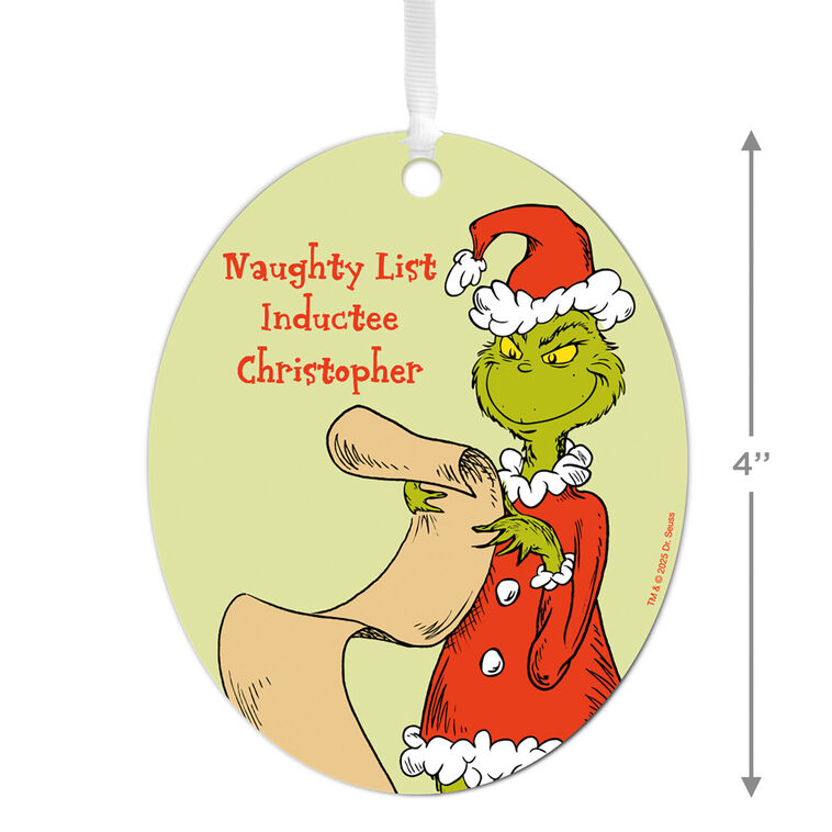 Dr. Seuss's How the Grinch Stole Christmas!™ Naughty List Metal Personalized Ornament, Custom Text, , large image number 3