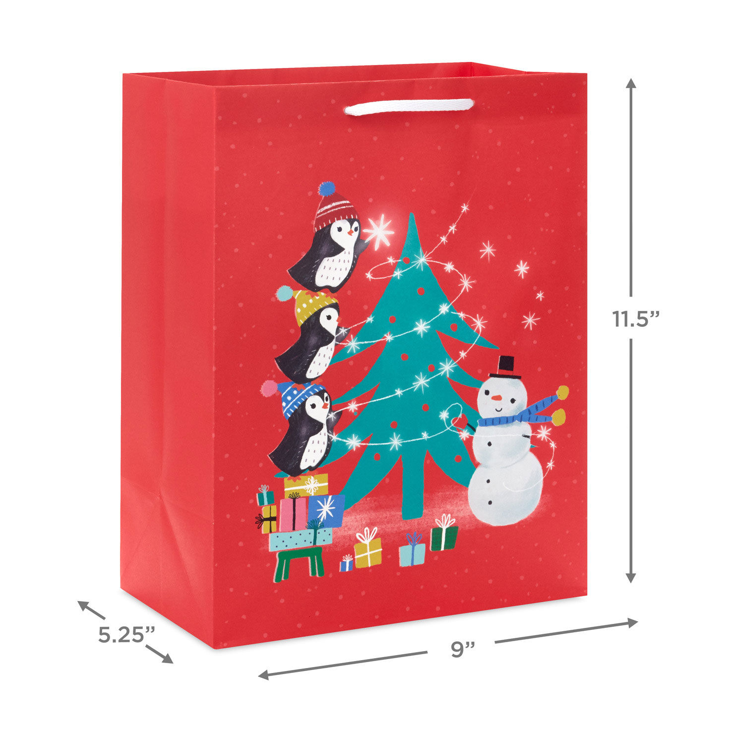 Penguin Holiday Fun 2-Pack Large Gift Bag Bundle measurement image number 3